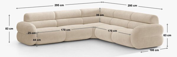 Micadoni Terakotově oranžová rohová pohovka Neo 295 cm