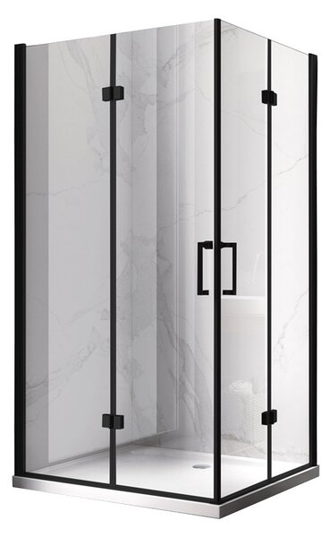 BPS-koupelny Obdélníkový sprchový kout HYD-OK12B 100x80 černá/transparent + vanička HYD-OSV-ST03A bílá