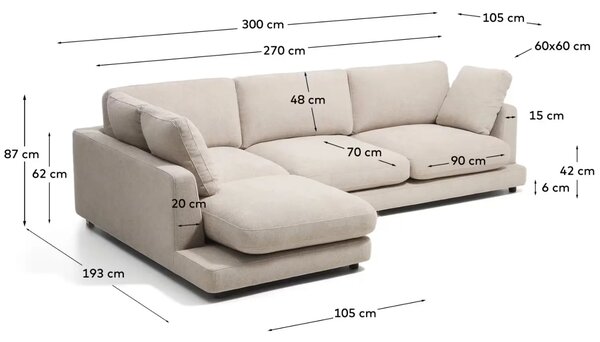 Kave Home Béžová rohová bouclé pohovka Gala 300 cm, levá