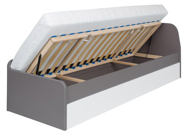 Jednolůžková postel 80cm Irlam Z22 (šedá + lesk bílý) (s roštem) (s úl. prostorem)