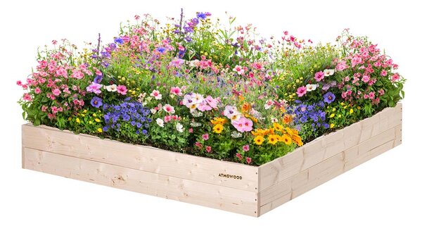 ATMOWOOD Dřevěný vyvýšený záhon 120 x 120 x 20 cm hnědý