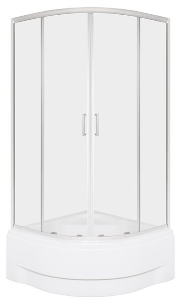 Novoterm Čtvrtkruhový sprchový kout NV-Aruba GL CHR 80 SV, chrom/transparent + hluboká vanička bílá