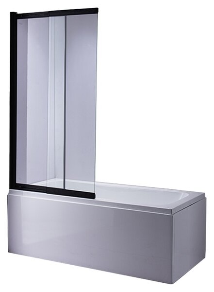 BPS-koupelny Dvoudílná vanová zástěna PR07 BL 120x150 černá/transparent