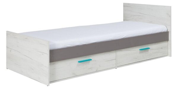 Jednolůžková postel 90 cm Rosario R16 (dub craft bílý + šedá) (s úl. prostorem)