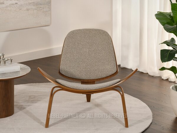 Designové křeslo DAHL - tmavě béžové / ořech