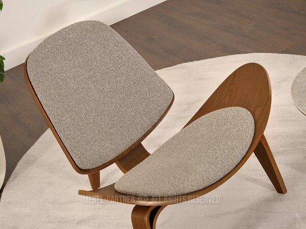 Designové křeslo DAHL - tmavě béžové / ořech