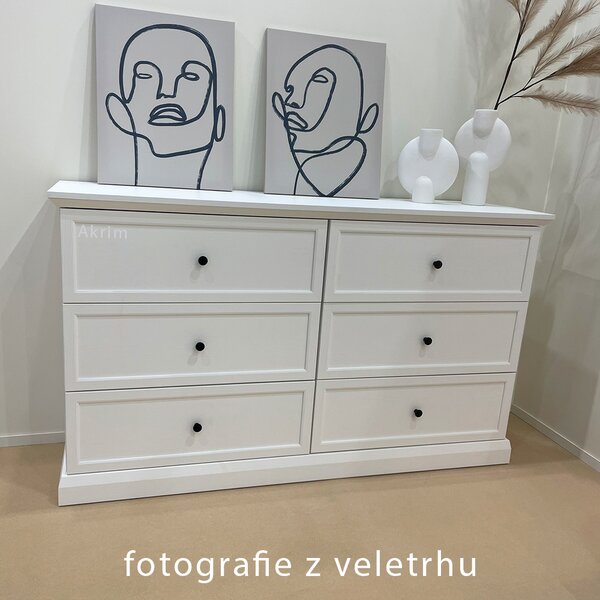 LUCCA b | vitrína W4D2S s policemi a zásuvkami | 114,4 cm | bílá