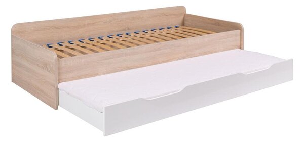 Jednolůžková postel 90 cm Telvera 1 (dub sonoma + bílá) (s roštem a matrací) (s úl. prostorem)