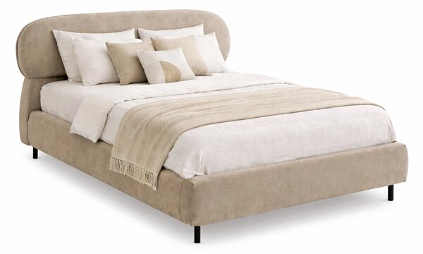 Designová manželská postel 140x200 ILDIKA - béžová / černá