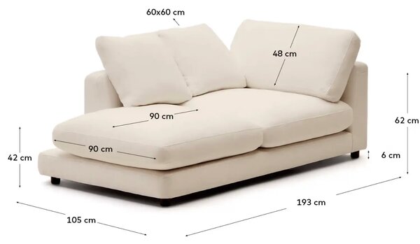 Kave Home Béžová bouclé lenoška Gala 193 cm, levá