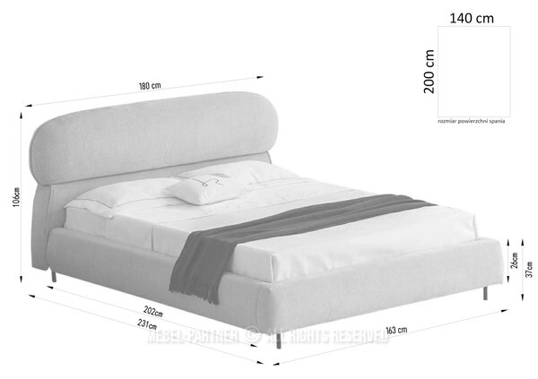 Designová manželská postel 140x200 ILDIKA - béžová / černá