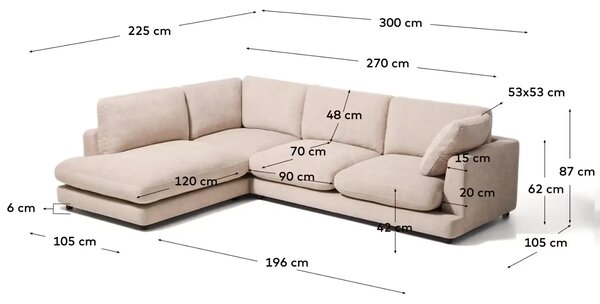 Kave Home Béžová rohová bouclé pohovka Gala 300 cm II., levá