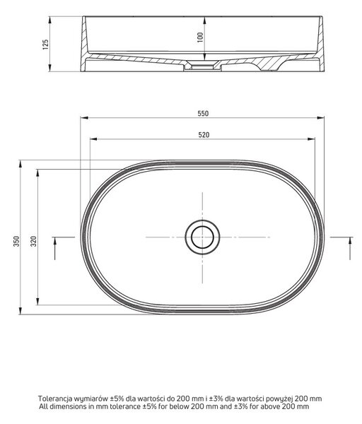 Deante Silia, granitové umyvadlo na desku 550x350x125 mm, béžová, DEA-CQS_5U6S