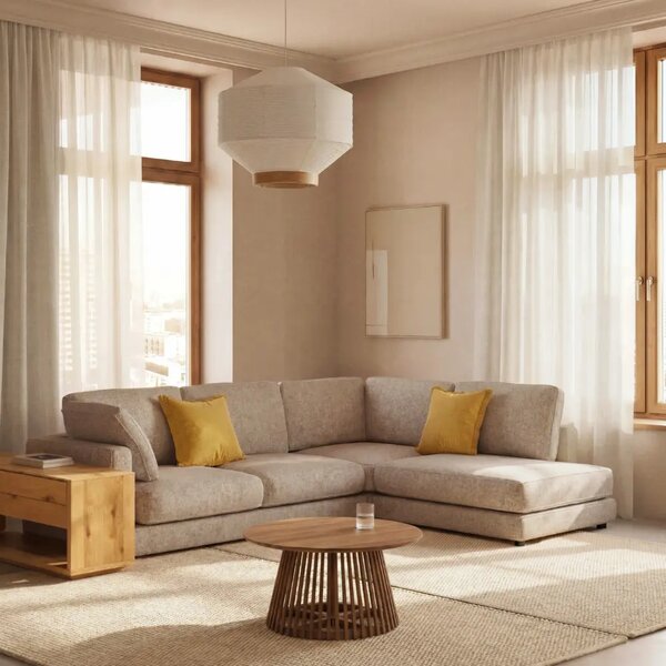 Kave Home Béžová rohová bouclé pohovka Gala 300 cm II., levá
