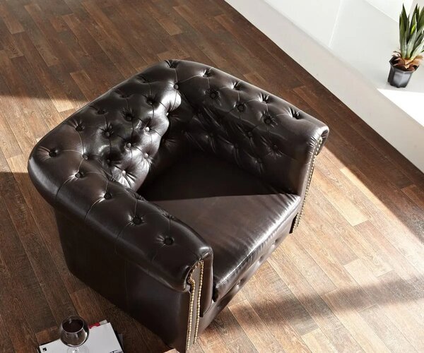 Chesterfield Bis Křeslo s puncy tmavě hnědé