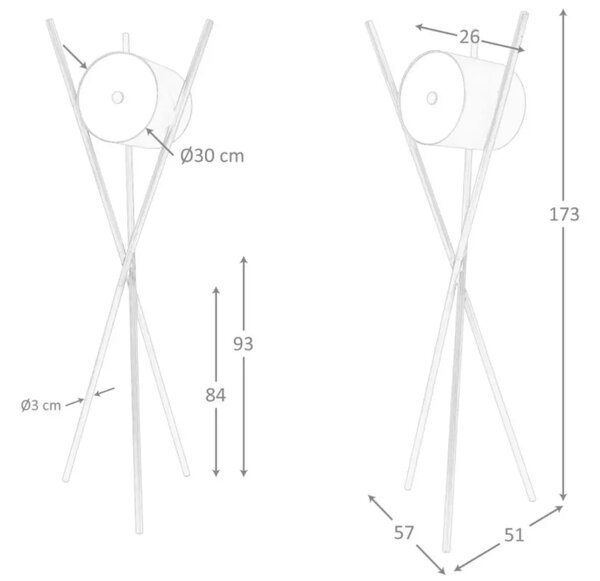 Angel Cerdá Ořechová stojací lampa No. 8098, 173 cm