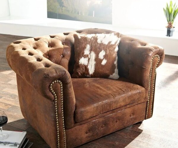 Chesterfield Bis Křeslo hnědé Gobi s puncy
