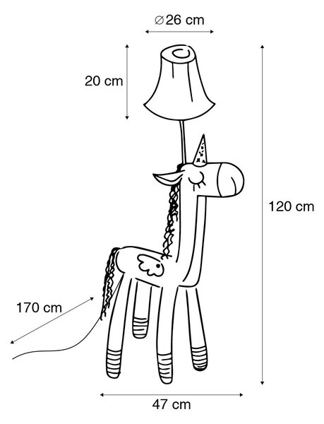 Dětská stojací lampa jednorožec růžová - Bonita