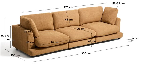 Kave Home Žlutá čtyřmístná bouclé pohovka Gala 300 cm
