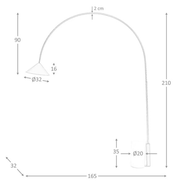 Angel Cerdá Černá kovová stojací lampa No. 8104, 210 cm
