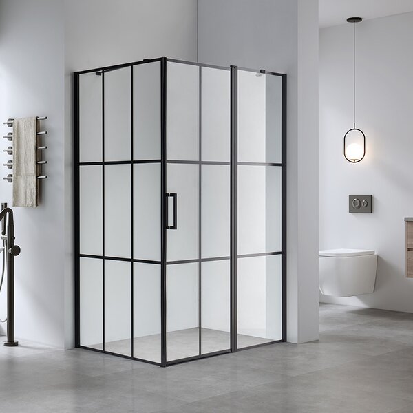 BPS-koupelny Obdélníkový sprchový kout HYD-OK02AM 100x80 černá/transparent - bez vaničky