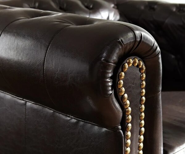 Chesterfield Bis Křeslo s puncy tmavě hnědé
