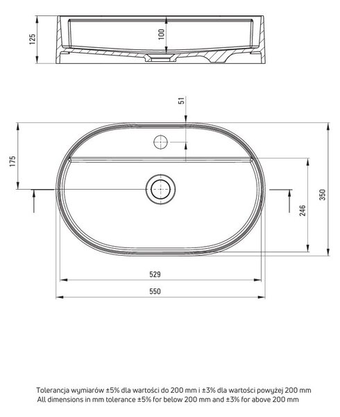 Deante Silia, granitové umyvadlo na desku 550x350x125mm, béžová, DEA-CQS_5U6B
