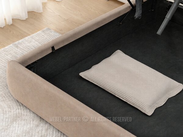 Čalouněná postel 140x200 KARLINA s úložným prostorem - béžová