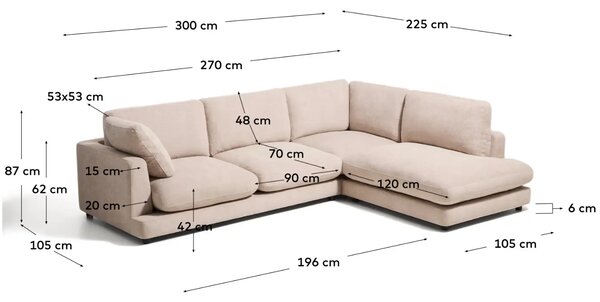 Kave Home Béžová rohová bouclé pohovka Gala 300 cm II., pravá