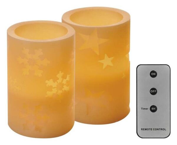 SADA 2x LED Vánoční dekorace 2xLED/2x2AA + dálkové ovládání