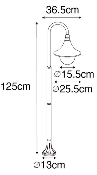Chytrá venkovní lucerna černá 125 cm IP44 vč. Wifi A60 - Daphne