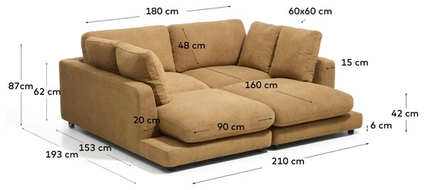 Kave Home Žlutá bouclé lenoška Gala 210 cm