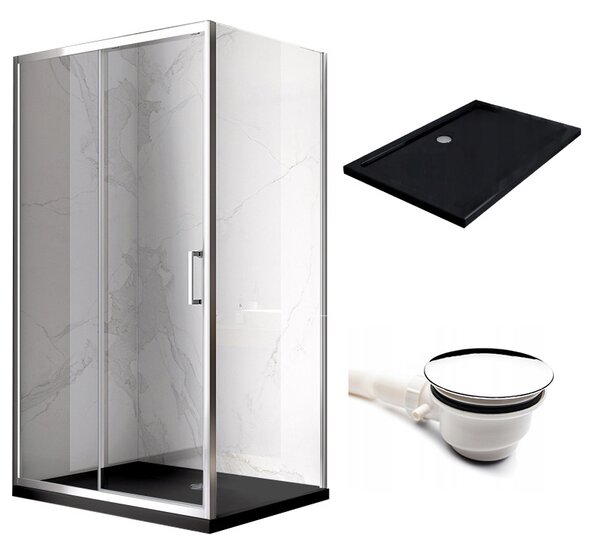 BPS-koupelny Obdélníkový sprchový kout HYD-OK104C 120x90 chrom/transparent + vanička HYD-OSV-ST04C černá