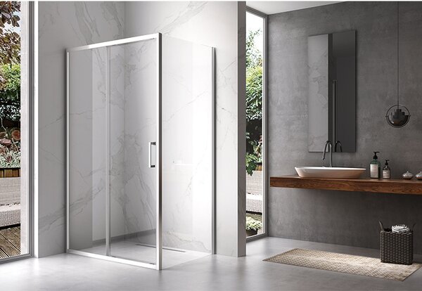 BPS-koupelny Obdélníkový sprchový kout HYD-OK103A 100x80 chrom/transparent + vanička HYD-OSV-SXL03C černá