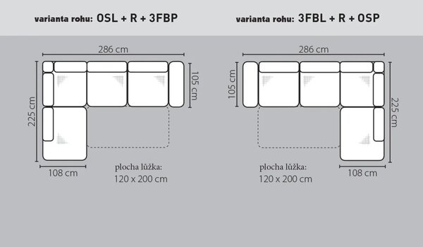 Rosso Laima Rohová sedací souprava - pravý/levý roh