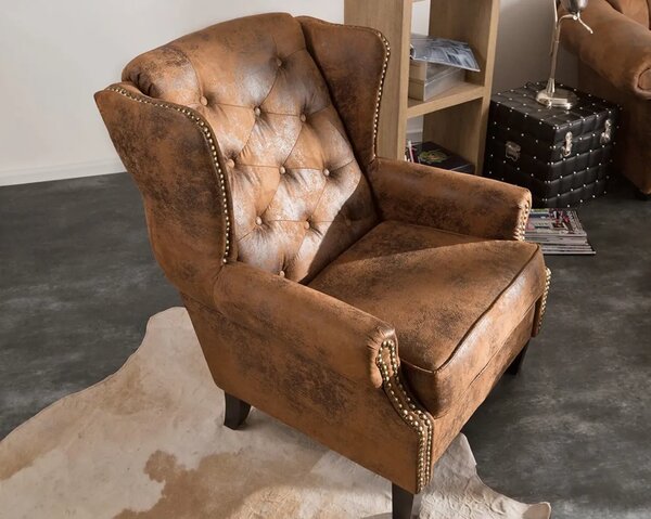 Chesterfield Solvey Křeslo hnědé Gobi