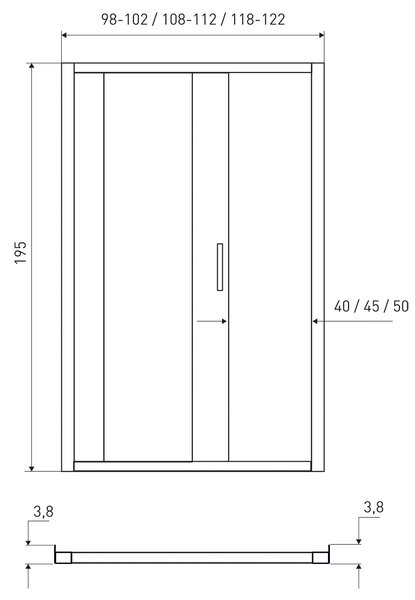 Novoterm Jednokřídlé posuvné sprchové dveře NV-Solid DS BL 110, černá/transparent - bez vaničky