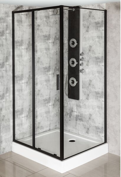 Novoterm Jednokřídlé posuvné sprchové dveře NV-Solid DS BL 110, černá/transparent - bez vaničky
