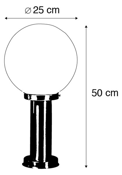 Chytré venkovní lampy s nerezové oceli 50 cm vč. Wifi A60 - Sfera