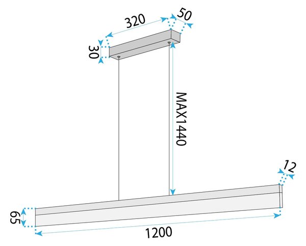 Toolight Toolight, LED stropní svítidlo 120cm, APP1694-CP, zlatá matná, OSW-07891