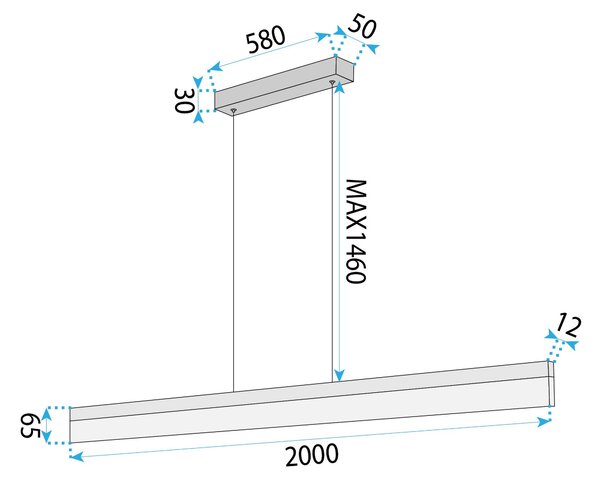 Toolight Toolight, LED stropní svítidlo 200cm, 48W, 4000K, APP1697-CP, zlatá matná, OSW-07893