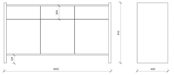 Noo.ma Žlutá lakovaná komoda Rali 161 x 46 cm