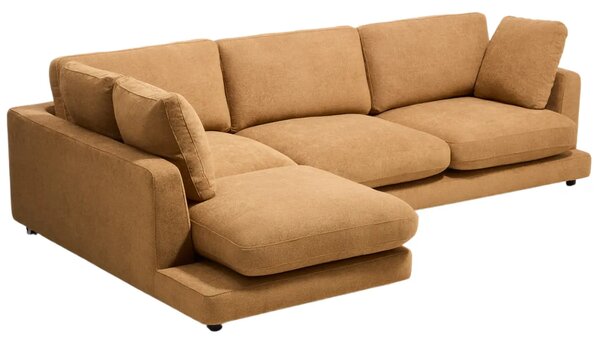 Kave Home Žlutá rohová bouclé pohovka Gala 300 cm, levá