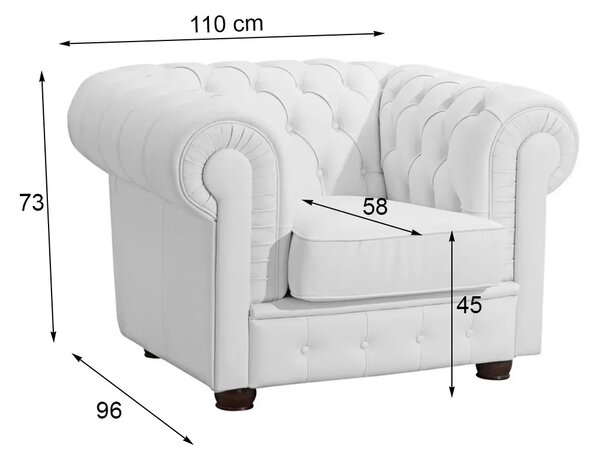 Chesterfield Windsor Celokožené křeslo 1M bílé