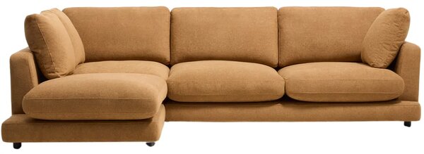 Kave Home Žlutá rohová bouclé pohovka Gala 300 cm, levá