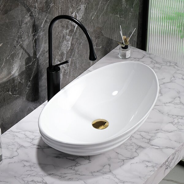 BPS-koupelny Keramické umyvadlo na desku HYD-LI-WH-LN-625 62x36 cm, bílé lesk