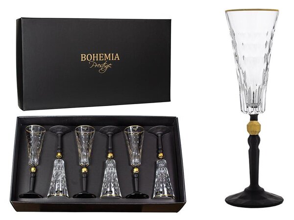 BOHEMIA PRESTIGE CONTE BLACK SKLENICE NA ŠAMPAŇSKÉ 170ML SADA 6 KS