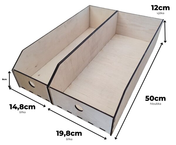 Usporadejto.cz Úložný box, dřevěný 15x50x12cm - do spíže i do skříně VASKY15
