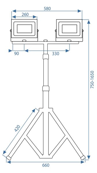 Toolight Rea, Halogen LED budowlany na statywie RSL006-2x100N, OSW-10206