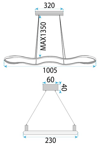 Toolight Toolight, stropní svítidlo 120cm, 24W, 3000K, LHJ027-CP, zlatá lesklá, OSW-50012